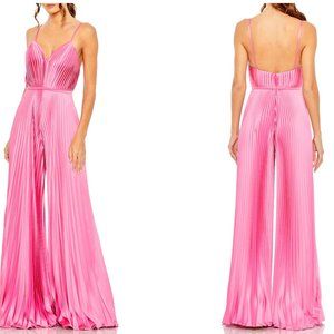Ieena for Mac Duggal Pleated Satin Wide Leg Jumpsuit